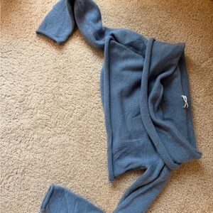 Blue Knit Wrap Sweater